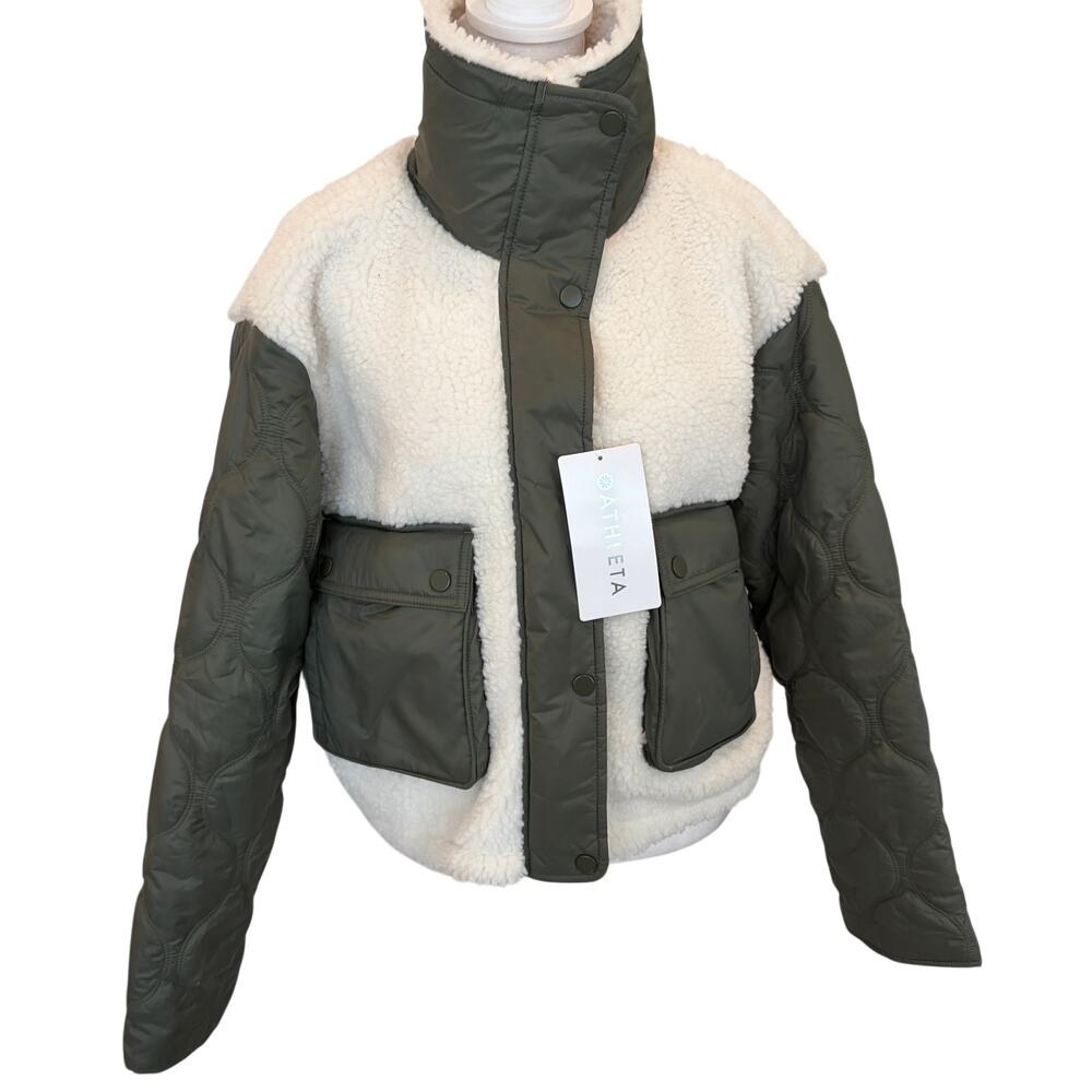Athleta NWT Olive Green Fleece Hybrid Jacket Womens Size Small NEW